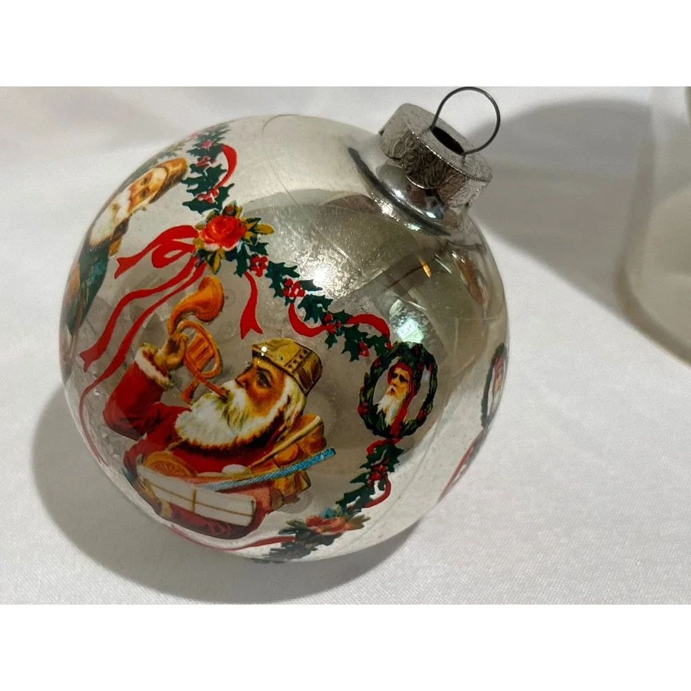 American Themes Victorian Collection Glass Christmas Ornaments Santa Set of 3